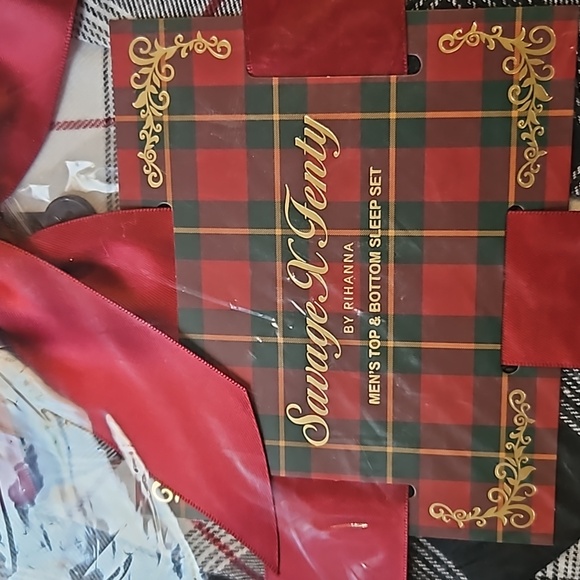 Savage X Fenty Men's Flannel Feels Sleep 2-Piece Set - Dove White Plaid SZ XXXL - Picture 8 of 11